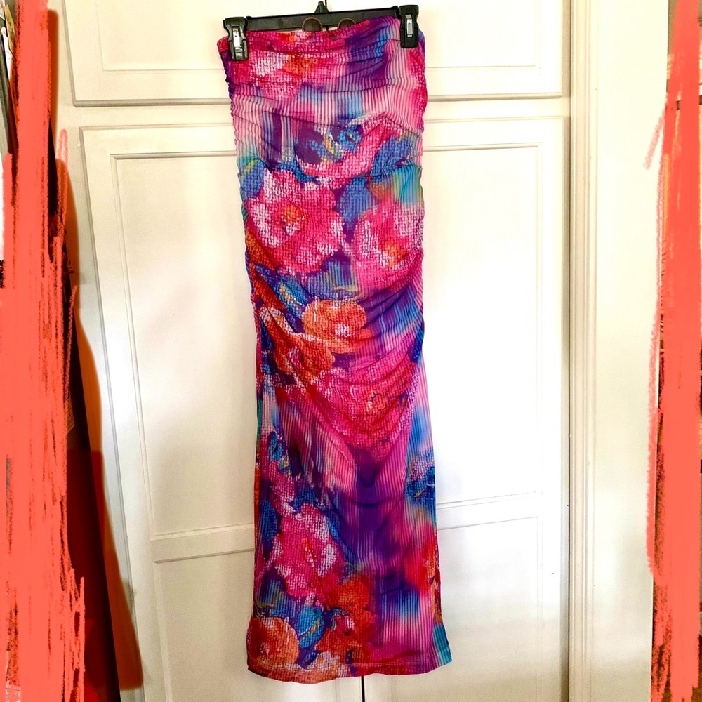 By ANTHROPOLOGIE The Soleil Slim Strapless Ruched Mesh Dress SZ S/Small MSRP$168 - Picture 4 of 8